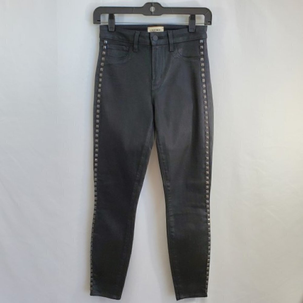 L'AGENCE Margot Side-Studded High-Rise Coated Skinny Jeans, Noir Black
